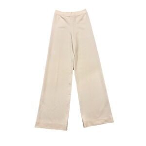 Luxury Barbara Lohmann Ivory Cashmere Blend Wide Leg Pull On Pants Sz 36 US XS